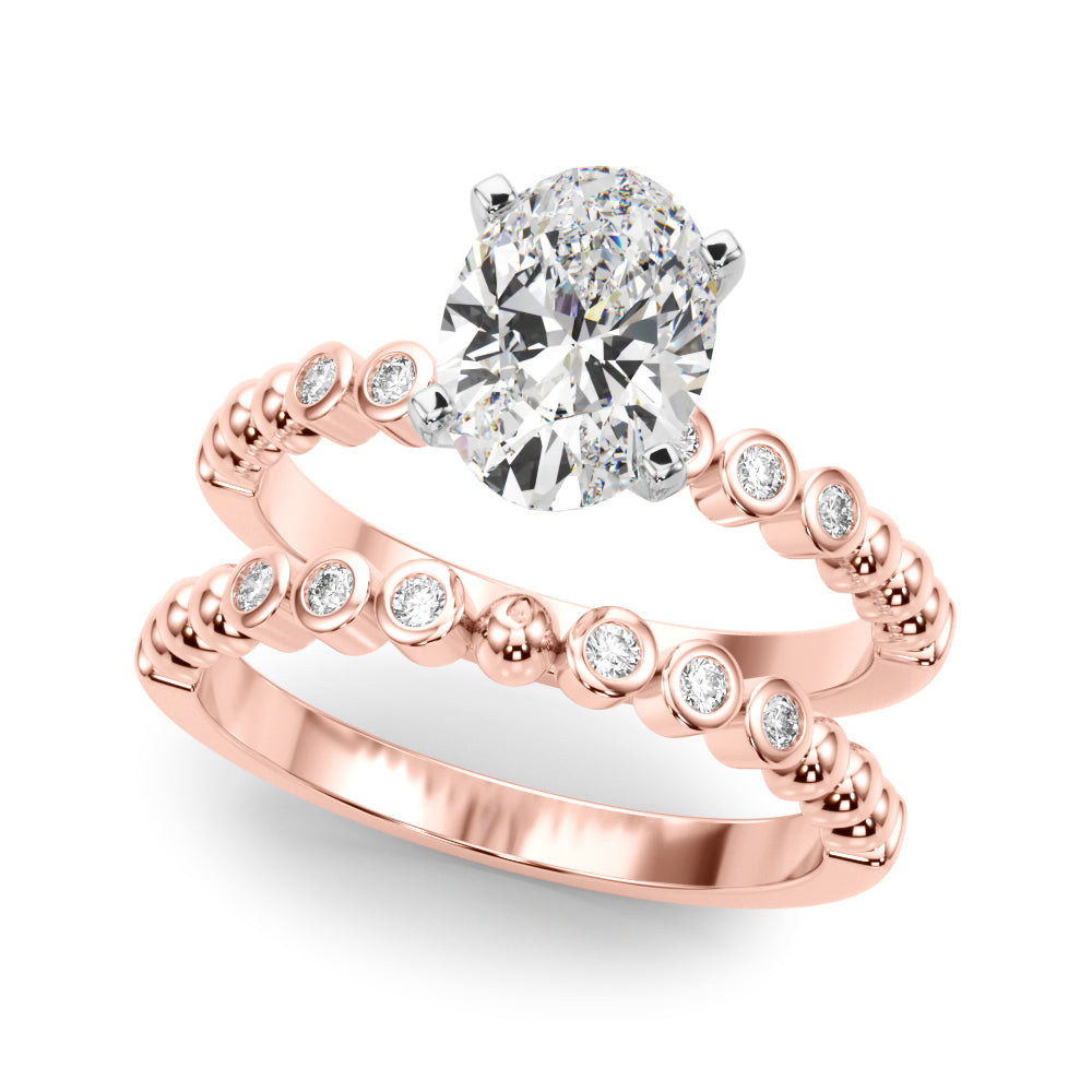 Timeless Beaded Bezel Set Engagement Ring Round Diamond Engagement Ring — 9K/18K Gold & Platinum