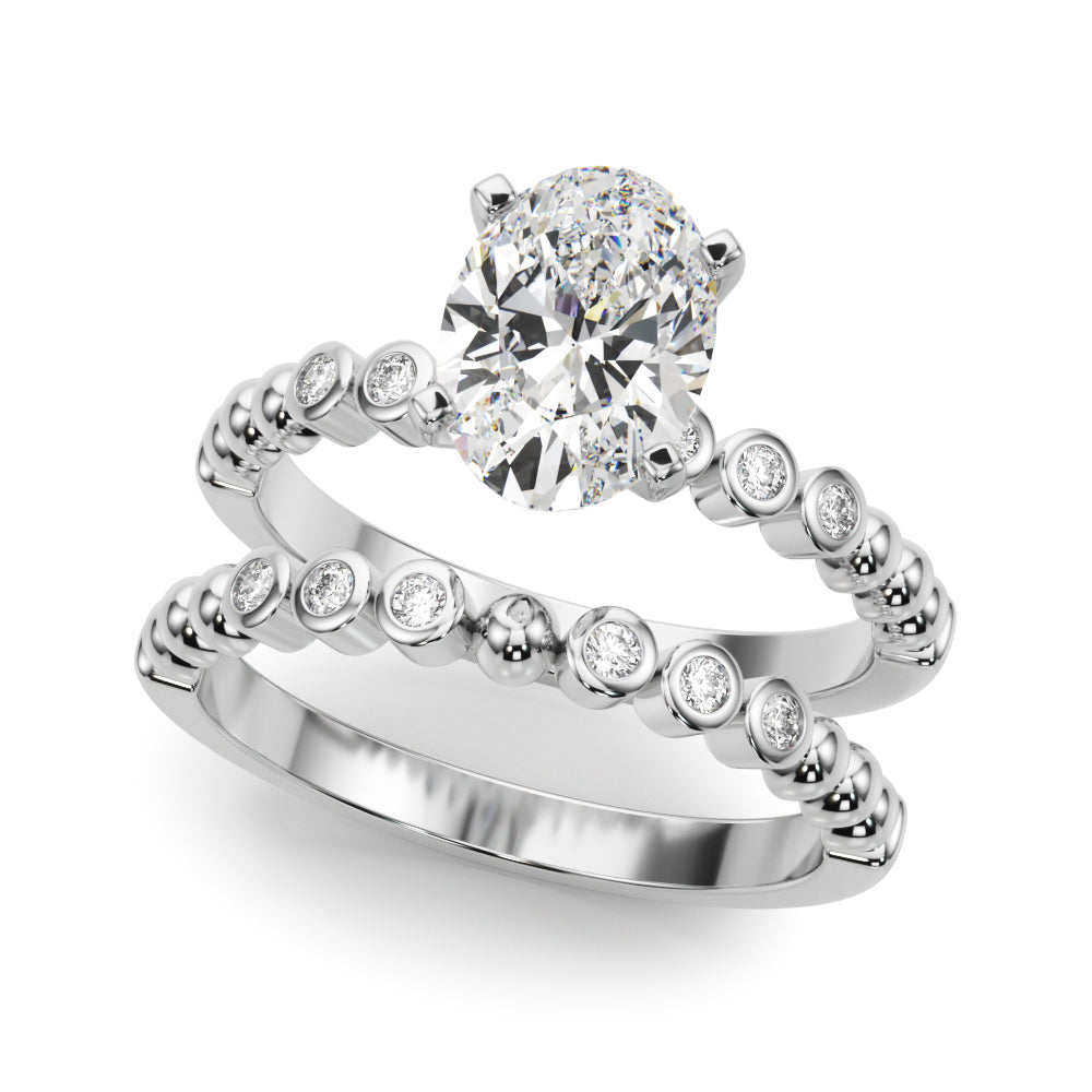 Timeless Beaded Bezel Set Engagement Ring Round Diamond Engagement Ring — 9K/18K Gold & Platinum