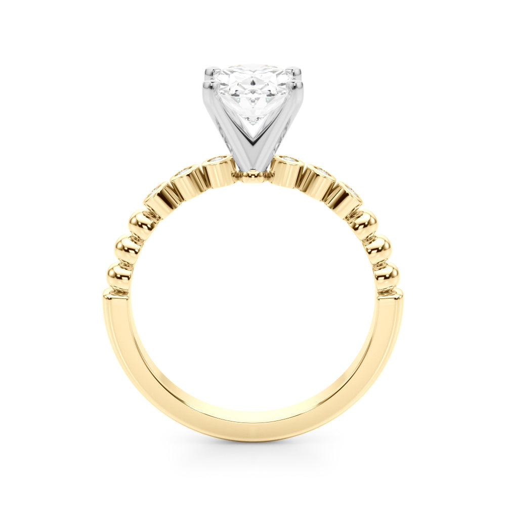 Timeless Beaded Bezel Set Engagement Ring Round Diamond Engagement Ring — 9K/18K Gold & Platinum