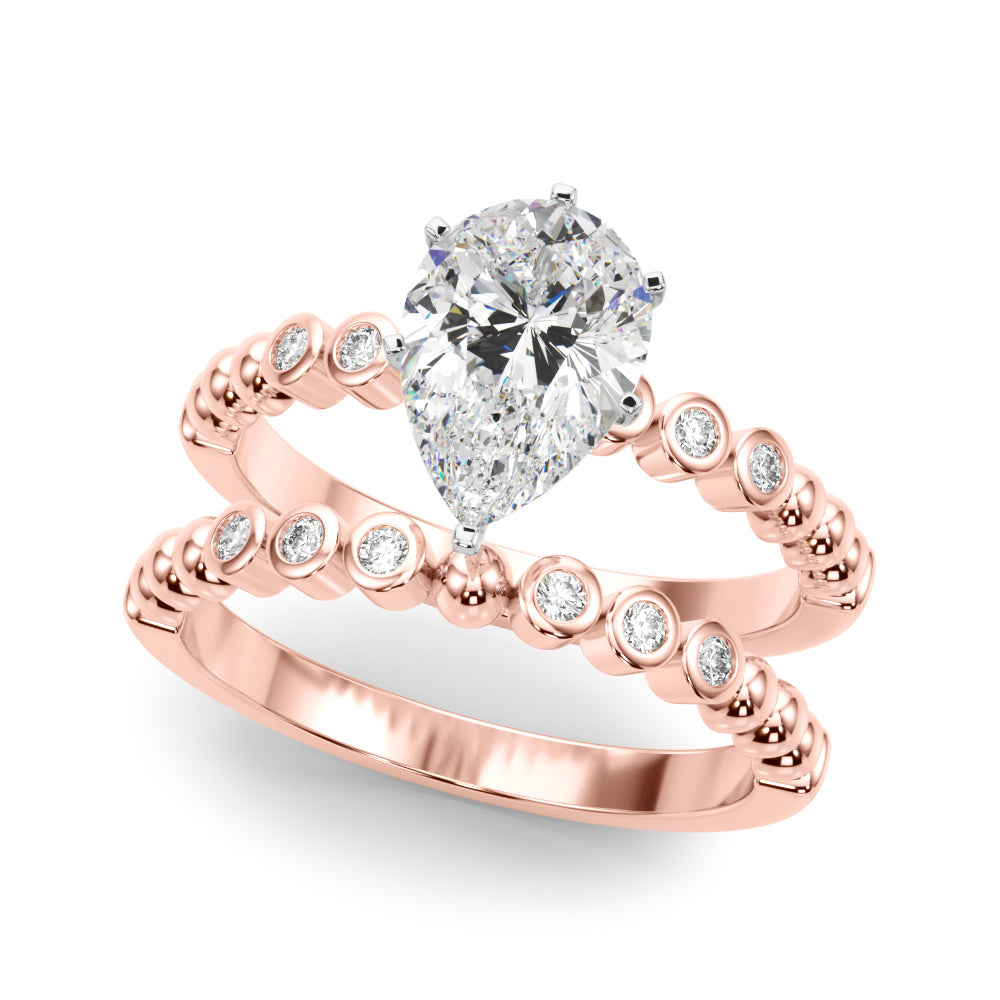 Timeless Beaded Bezel Set Engagement Ring Round Diamond Engagement Ring — 9K/18K Gold & Platinum