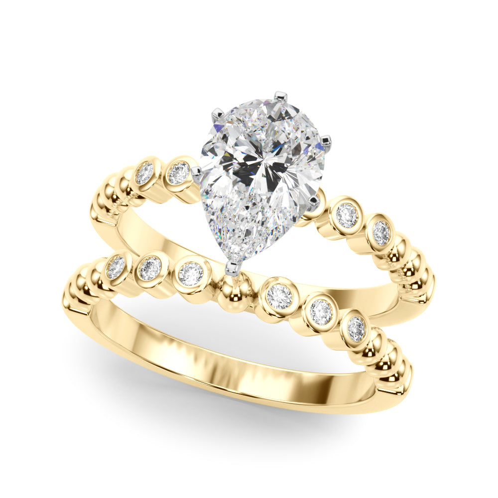 Timeless Beaded Bezel Set Engagement Ring Round Diamond Engagement Ring — 9K/18K Gold & Platinum
