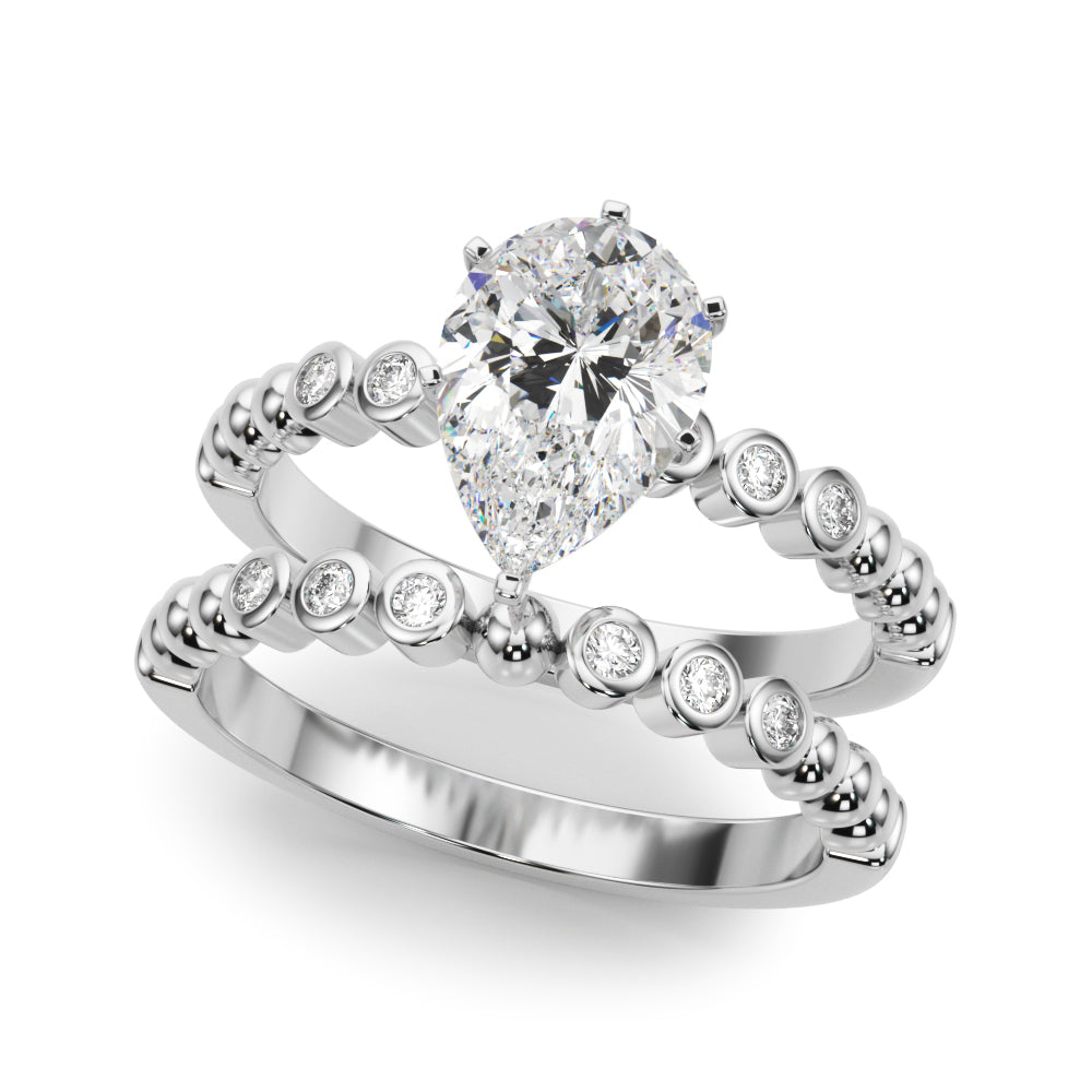 Timeless Beaded Bezel Set Engagement Ring Round Diamond Engagement Ring — 9K/18K Gold & Platinum