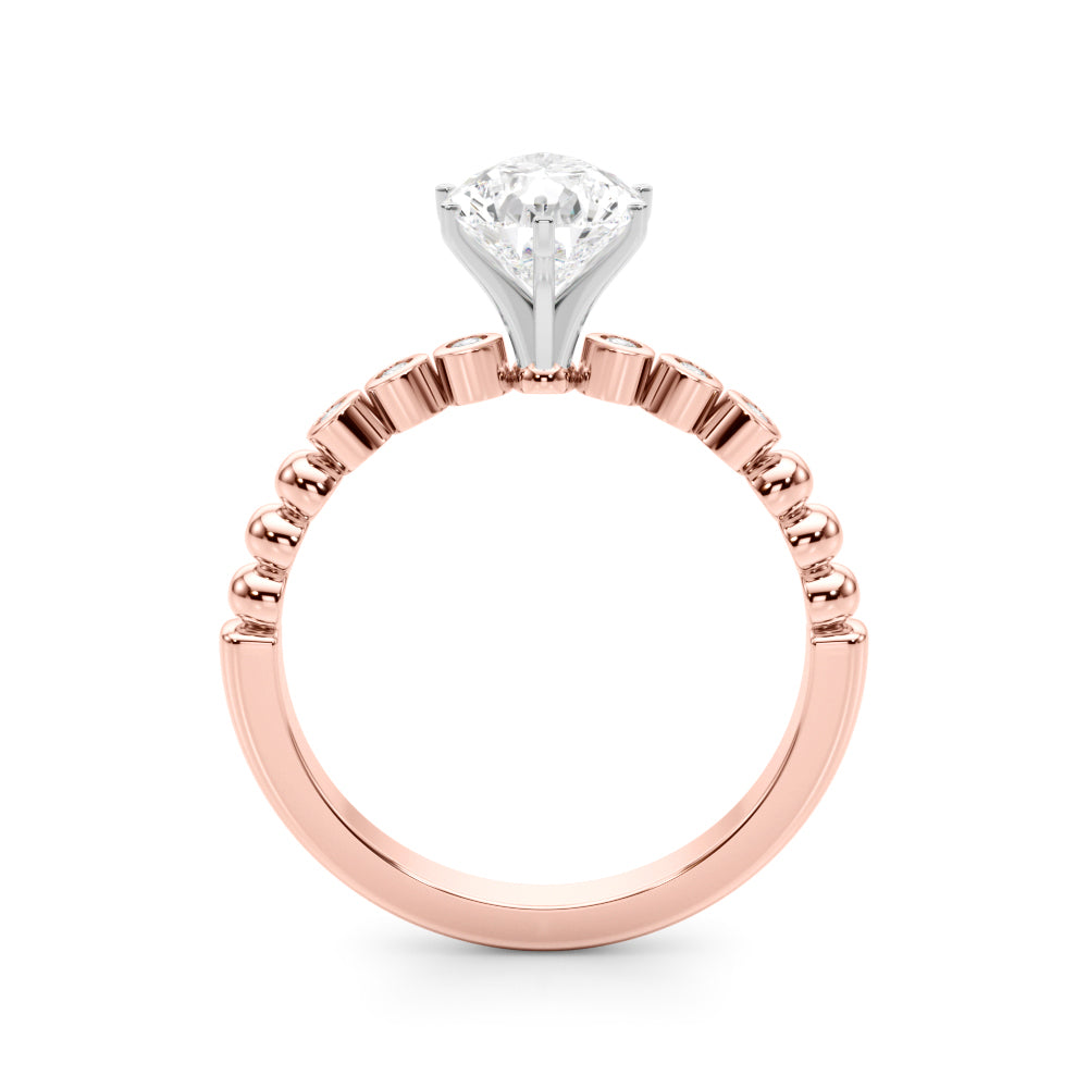 Timeless Beaded Bezel Set Engagement Ring Round Diamond Engagement Ring — 9K/18K Gold & Platinum