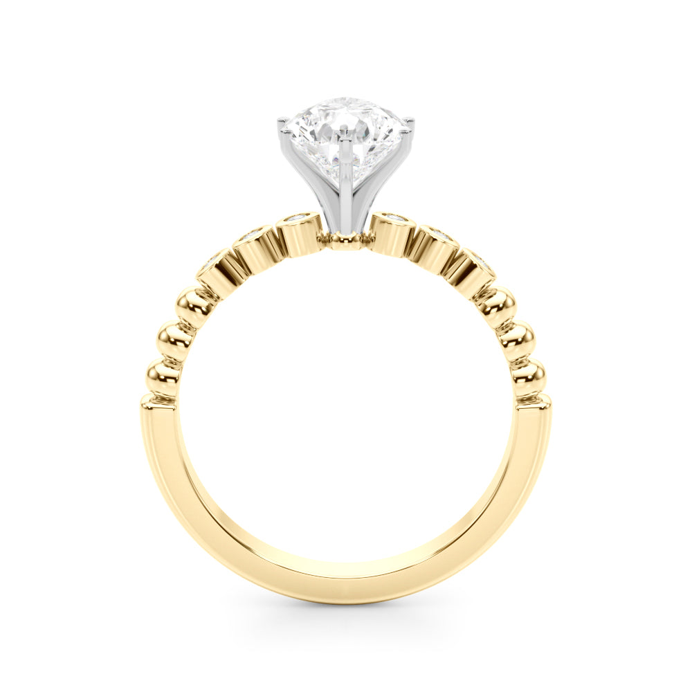 Timeless Beaded Bezel Set Engagement Ring Round Diamond Engagement Ring — 9K/18K Gold & Platinum