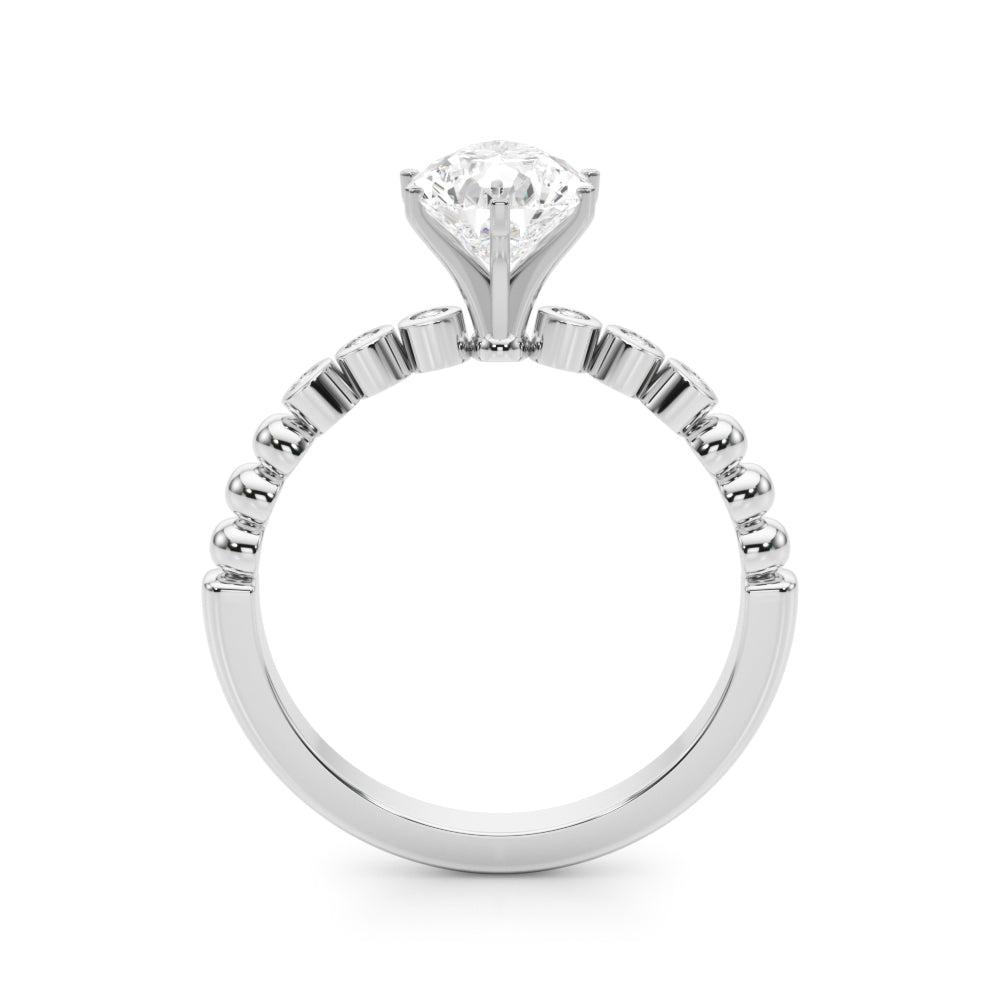 Timeless Beaded Bezel Set Engagement Ring Round Diamond Engagement Ring — 9K/18K Gold & Platinum