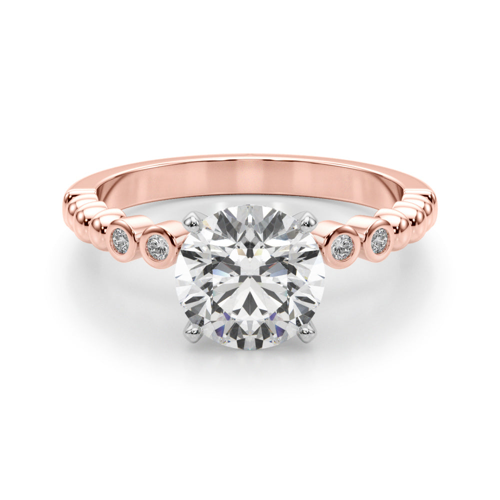 Timeless Beaded Bezel Set Engagement Ring Round Diamond Engagement Ring — 9K/18K Gold & Platinum