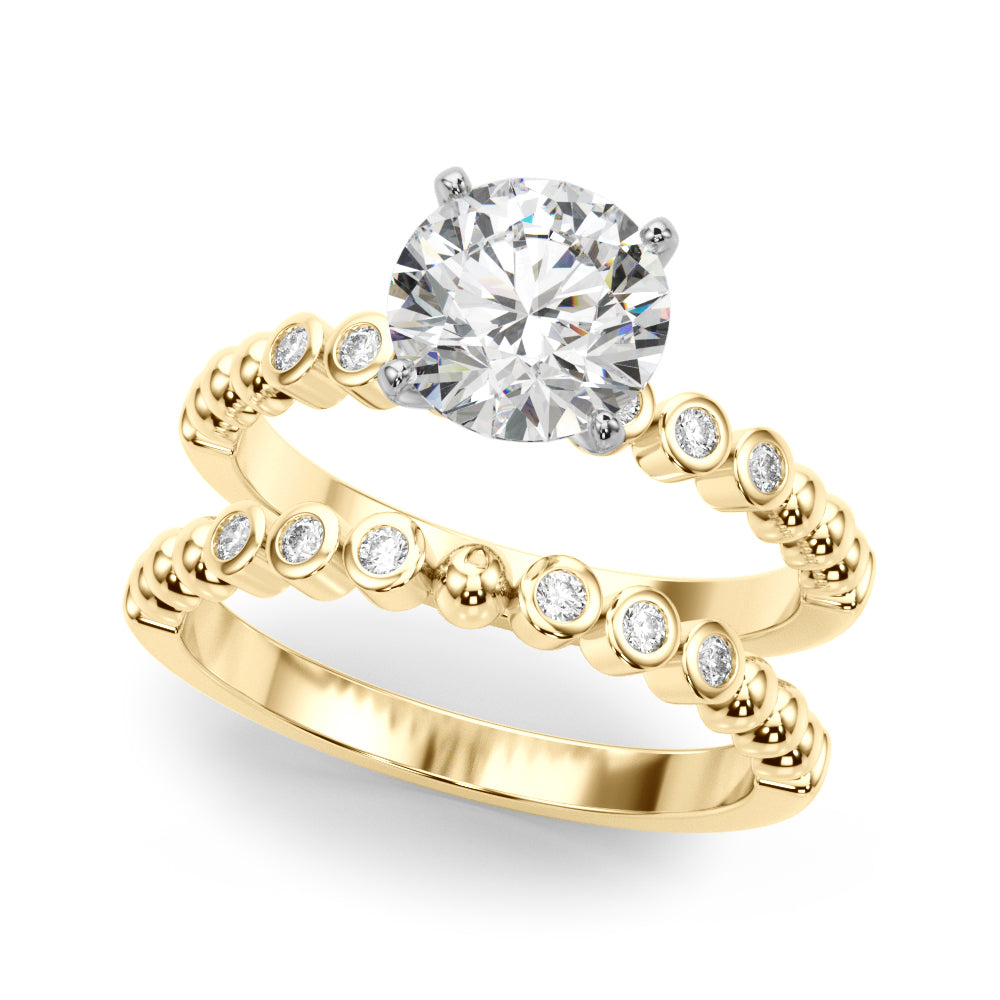 Timeless Beaded Bezel Set Engagement Ring Round Diamond Engagement Ring — 9K/18K Gold & Platinum