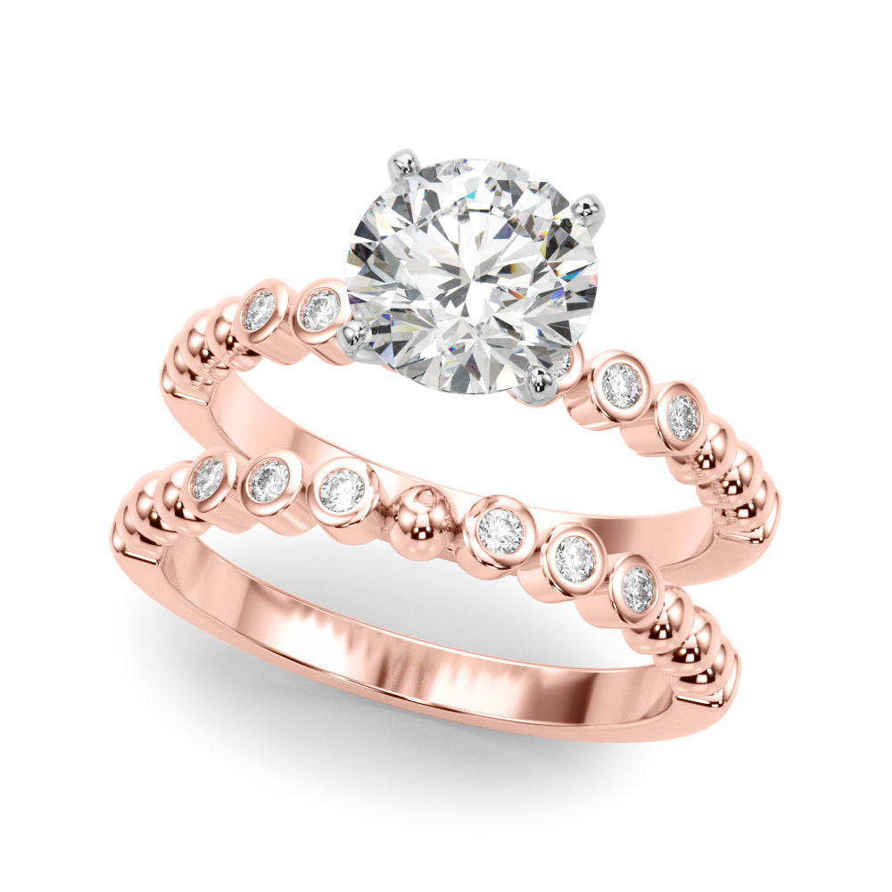 Timeless Beaded Bezel Set Engagement Ring Round Diamond Engagement Ring — 9K/18K Gold & Platinum