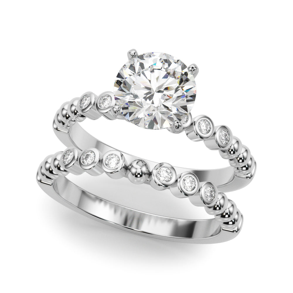 Timeless Beaded Bezel Set Engagement Ring Round Diamond Engagement Ring — 9K/18K Gold & Platinum