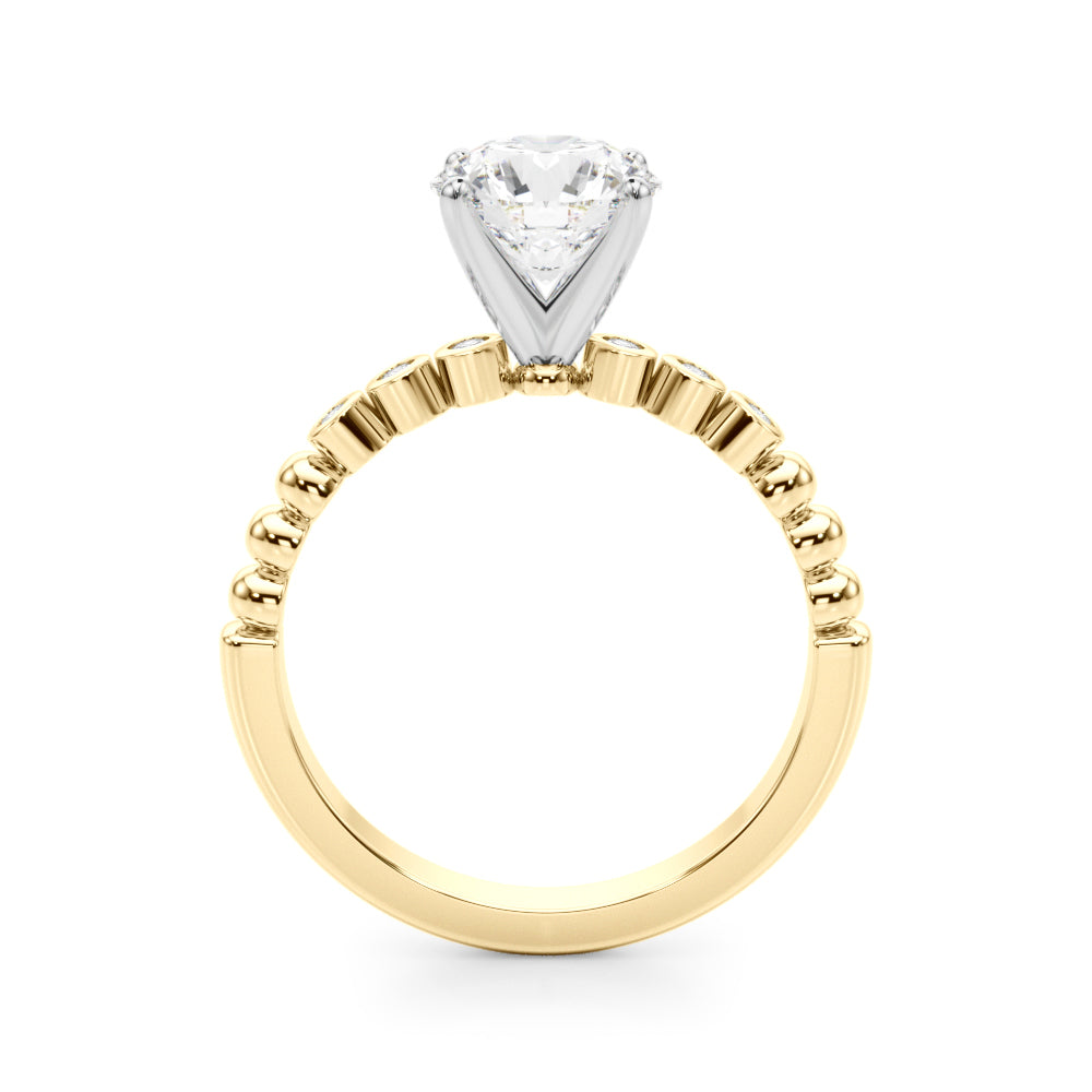 Timeless Beaded Bezel Set Engagement Ring Round Diamond Engagement Ring — 9K/18K Gold & Platinum