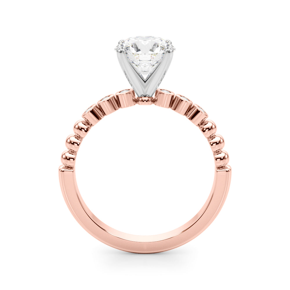 Timeless Beaded Bezel Set Engagement Ring Round Diamond Engagement Ring — 9K/18K Gold & Platinum