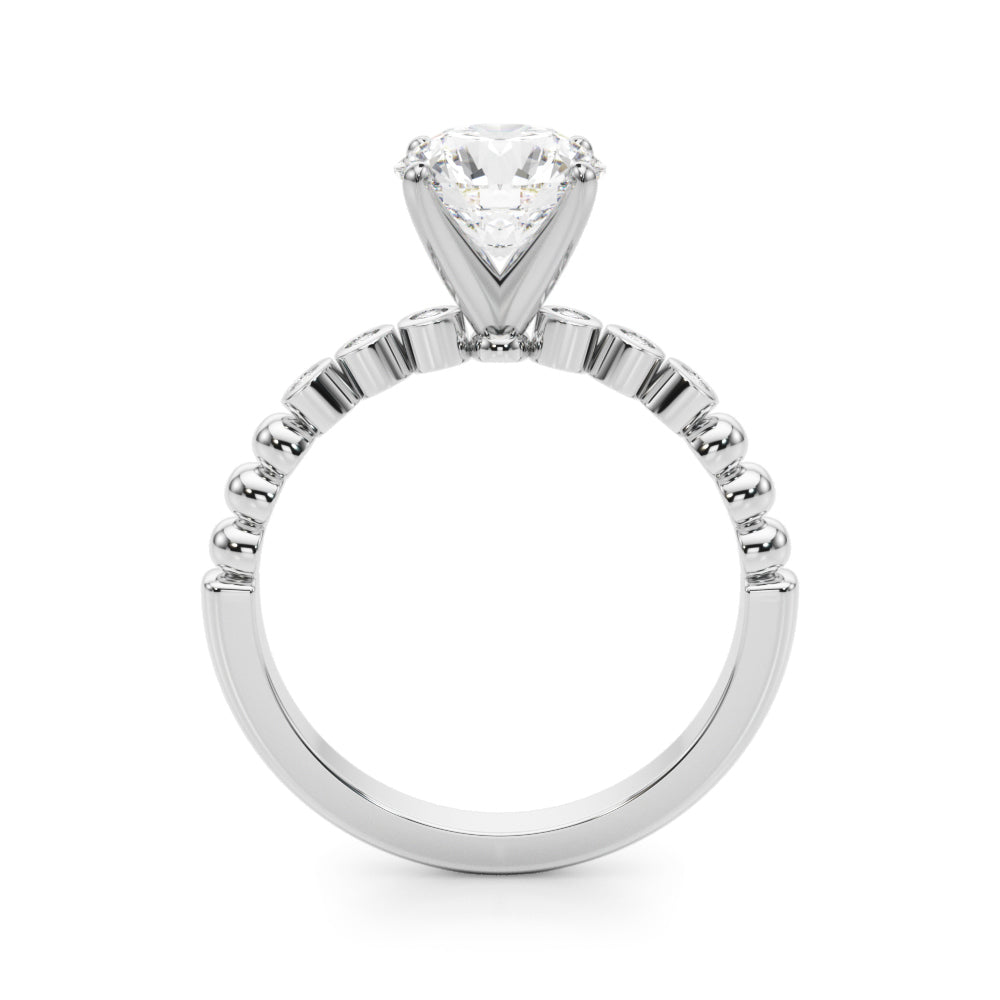 Timeless Beaded Bezel Set Engagement Ring Round Diamond Engagement Ring — 9K/18K Gold & Platinum