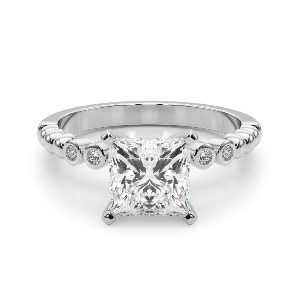 Timeless Beaded Bezel Set Engagement Ring Round Diamond Engagement Ring — 9K/18K Gold & Platinum