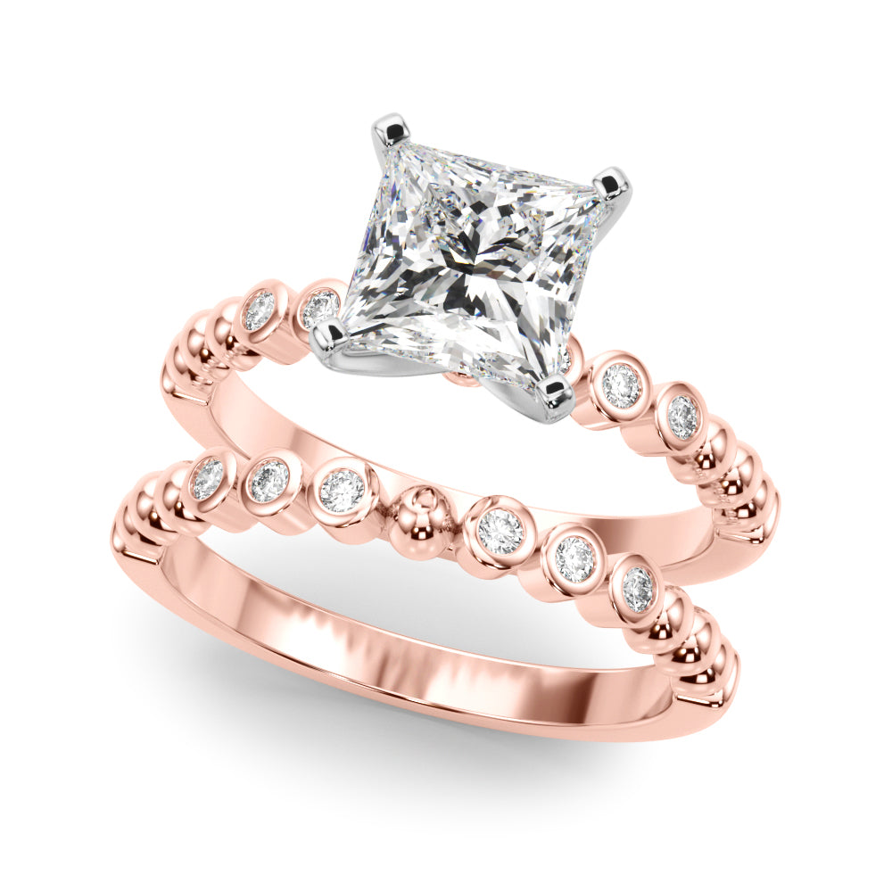 Timeless Beaded Bezel Set Engagement Ring Round Diamond Engagement Ring — 9K/18K Gold & Platinum