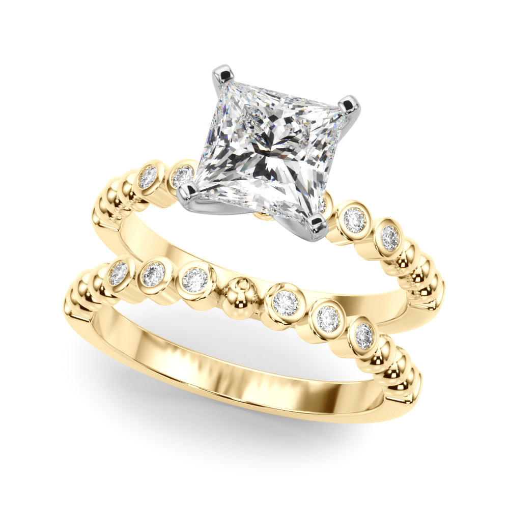 Timeless Beaded Bezel Set Engagement Ring Round Diamond Engagement Ring — 9K/18K Gold & Platinum