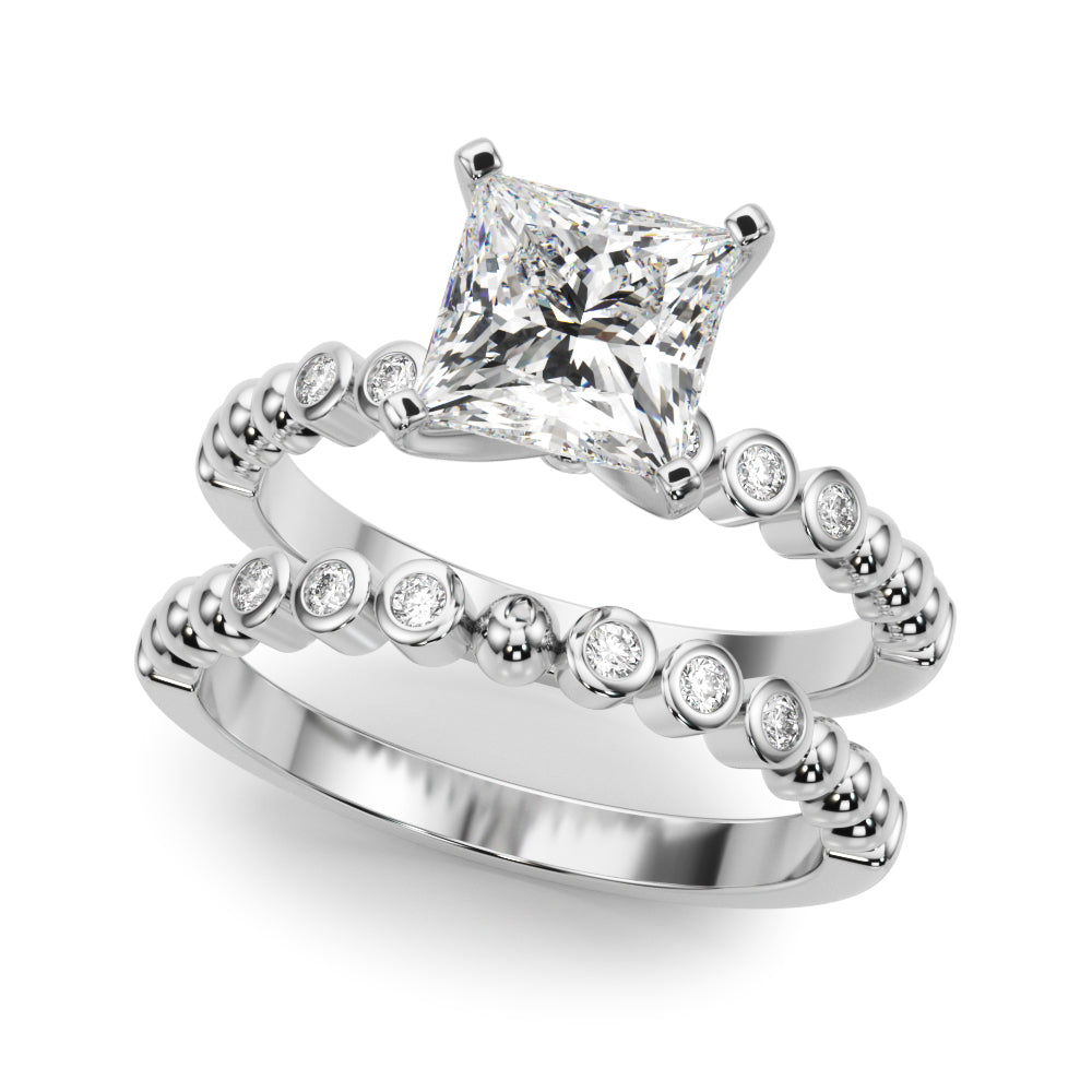 Timeless Beaded Bezel Set Engagement Ring Round Diamond Engagement Ring — 9K/18K Gold & Platinum