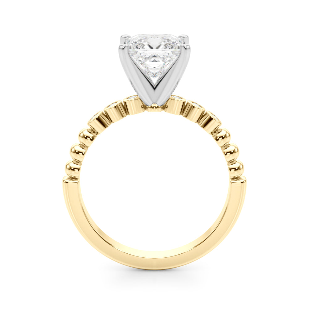 Timeless Beaded Bezel Set Engagement Ring Round Diamond Engagement Ring — 9K/18K Gold & Platinum