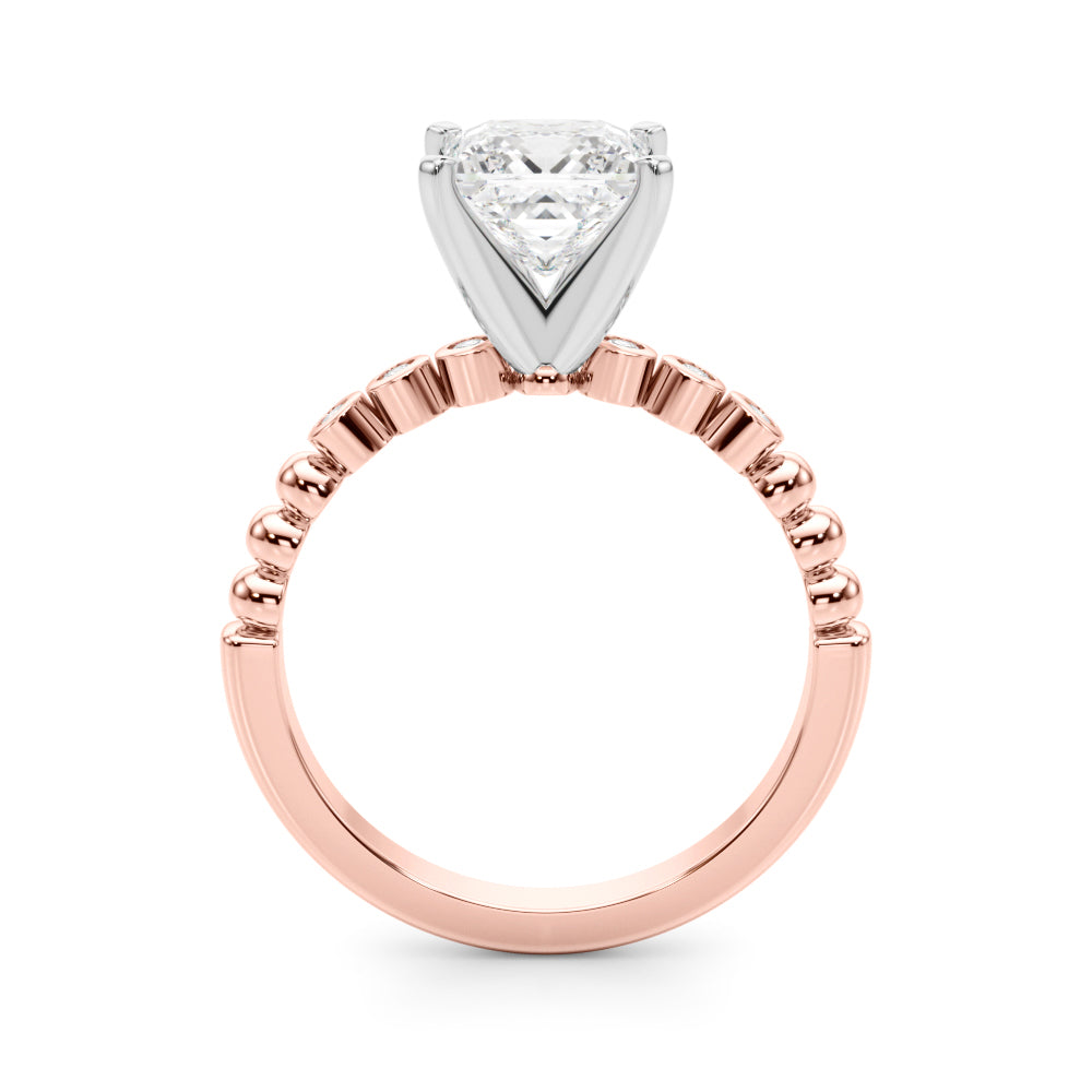 Timeless Beaded Bezel Set Engagement Ring Round Diamond Engagement Ring — 9K/18K Gold & Platinum