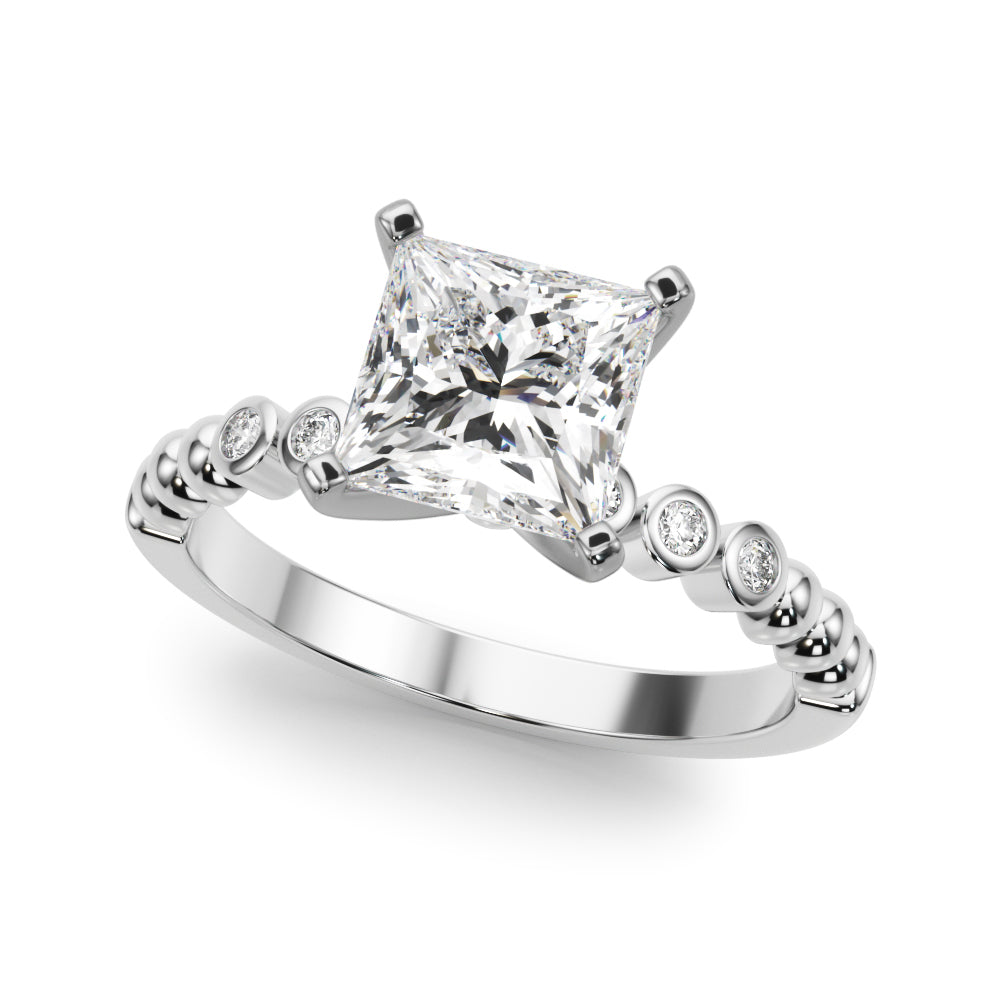 Timeless Beaded Bezel Set Engagement Ring Round Diamond Engagement Ring — 9K/18K Gold & Platinum