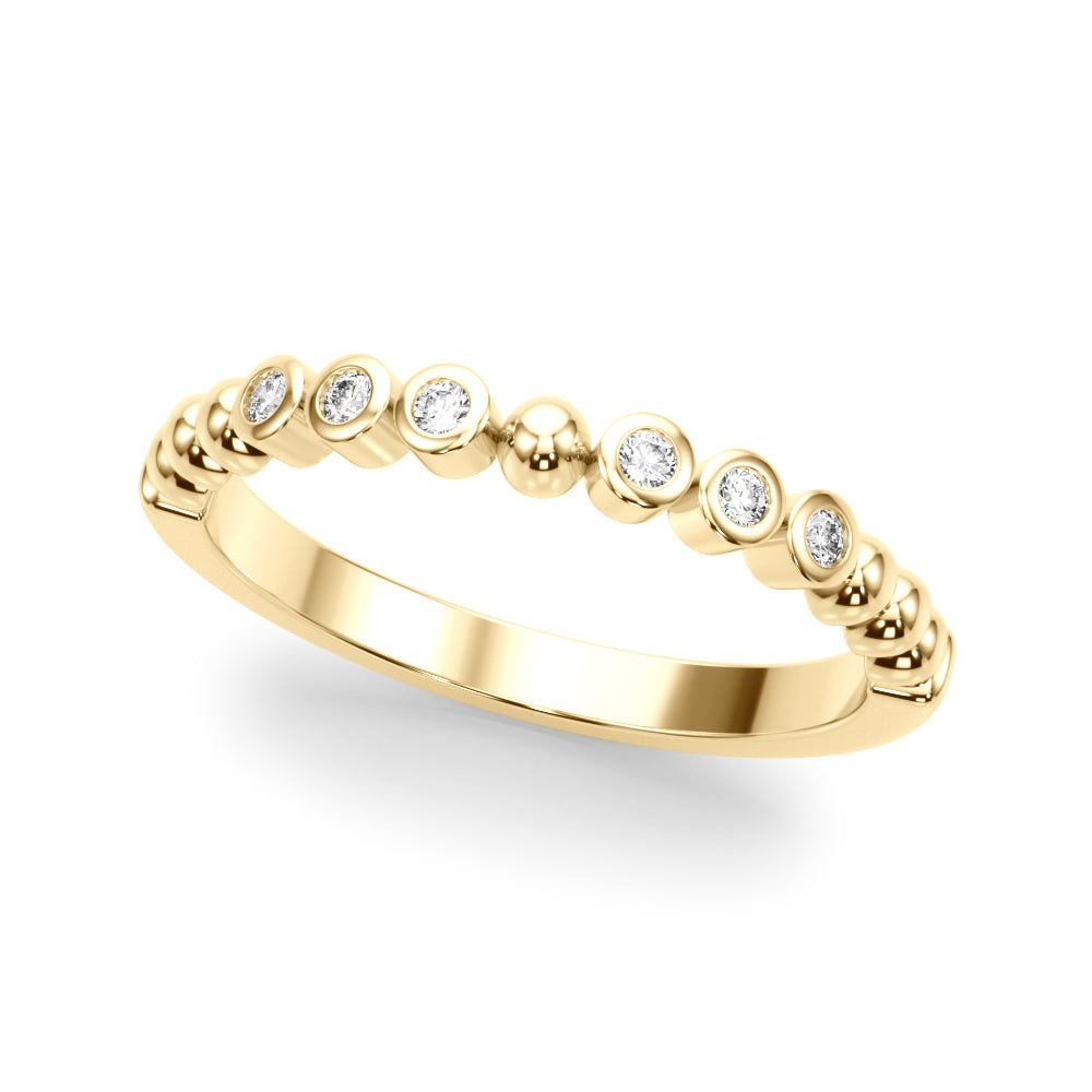 Beaded & Bezel Set Half Eternity Ring in Gold & Platinum