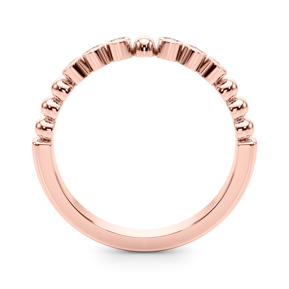 Beaded & Bezel Set Half Eternity Ring in Gold & Platinum