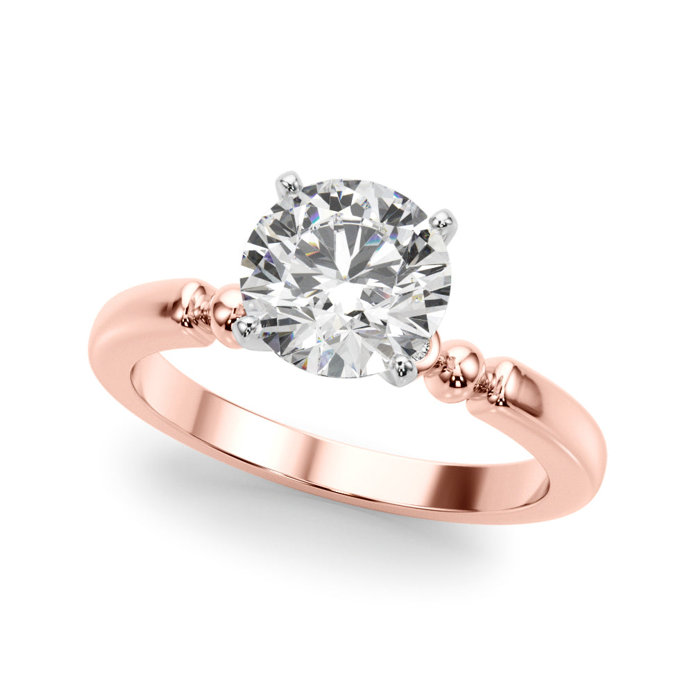 Elegant Beaded Bezel Set Engagement Ring Round Diamond Engagement Ring — 9K/18K Gold & Platinum