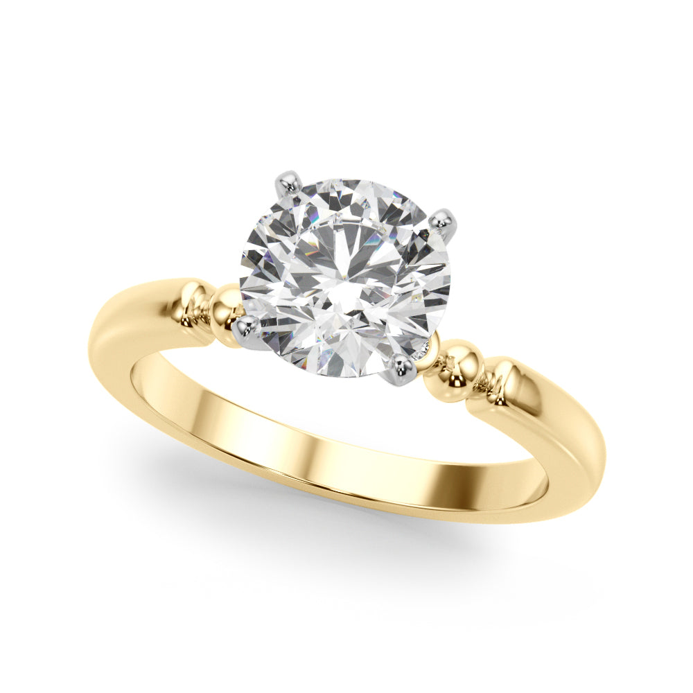 Elegant Beaded Bezel Set Engagement Ring Round Diamond Engagement Ring — 9K/18K Gold & Platinum