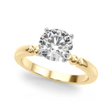 Elegant Beaded Bezel Set Engagement Ring Round Diamond Engagement Ring — 9K/18K Gold & Platinum