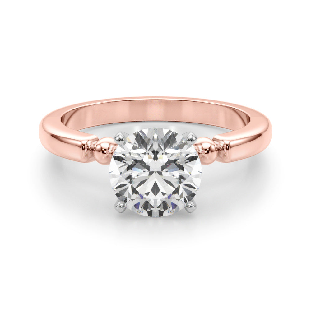 Elegant Beaded Bezel Set Engagement Ring Round Diamond Engagement Ring — 9K/18K Gold & Platinum