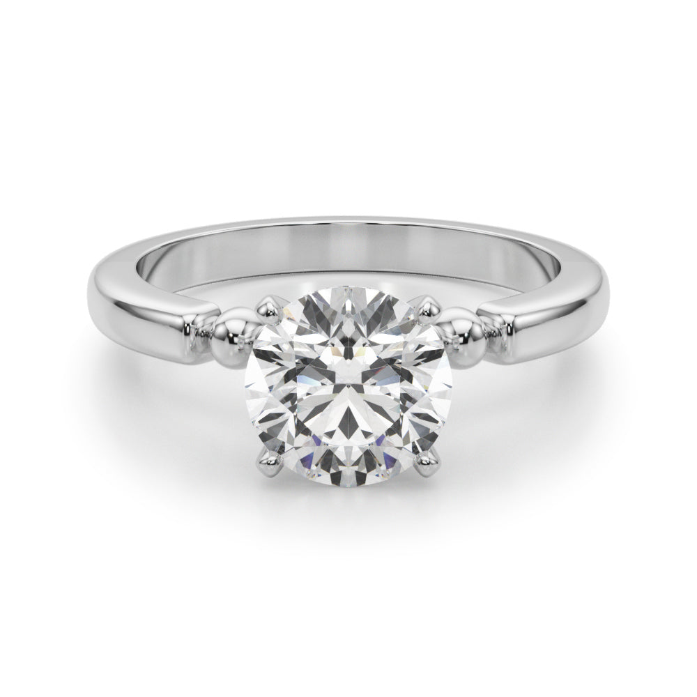 Elegant Beaded Bezel Set Engagement Ring Round Diamond Engagement Ring — 9K/18K Gold & Platinum