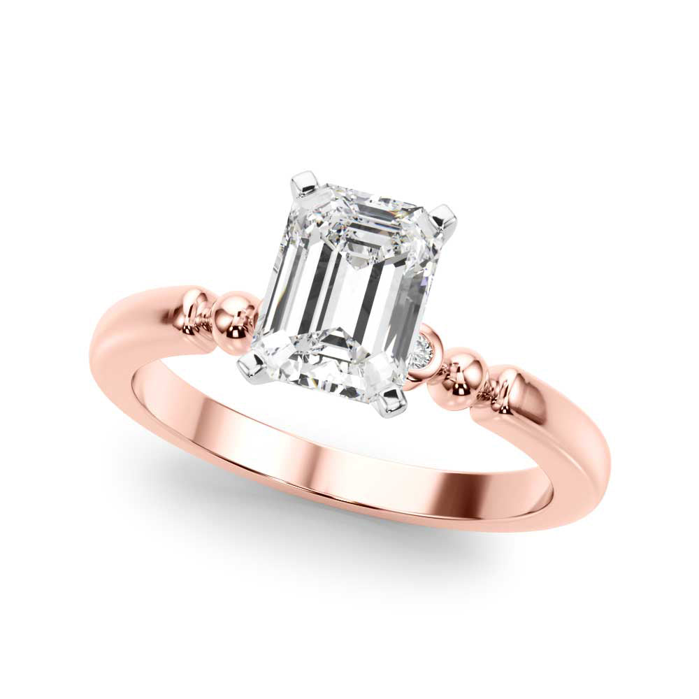 Elegant Beaded Bezel Set Engagement Ring Round Diamond Engagement Ring — 9K/18K Gold & Platinum