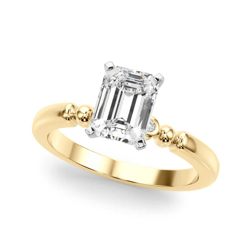 Elegant Beaded Bezel Set Engagement Ring Round Diamond Engagement Ring — 9K/18K Gold & Platinum