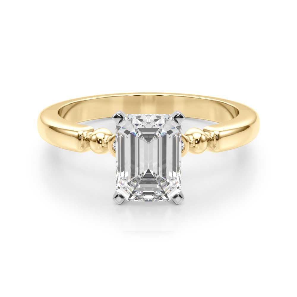 Elegant Beaded Bezel Set Engagement Ring Round Diamond Engagement Ring — 9K/18K Gold & Platinum