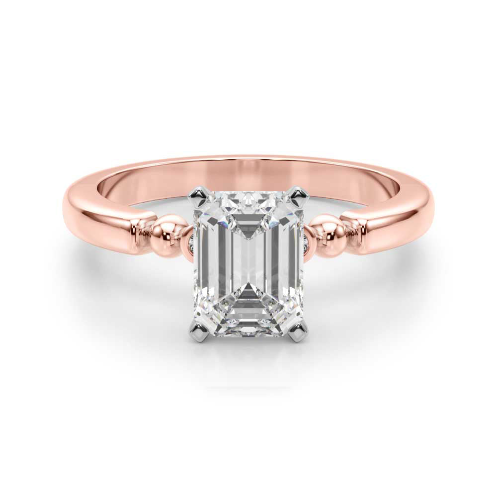 Elegant Beaded Bezel Set Engagement Ring Round Diamond Engagement Ring — 9K/18K Gold & Platinum