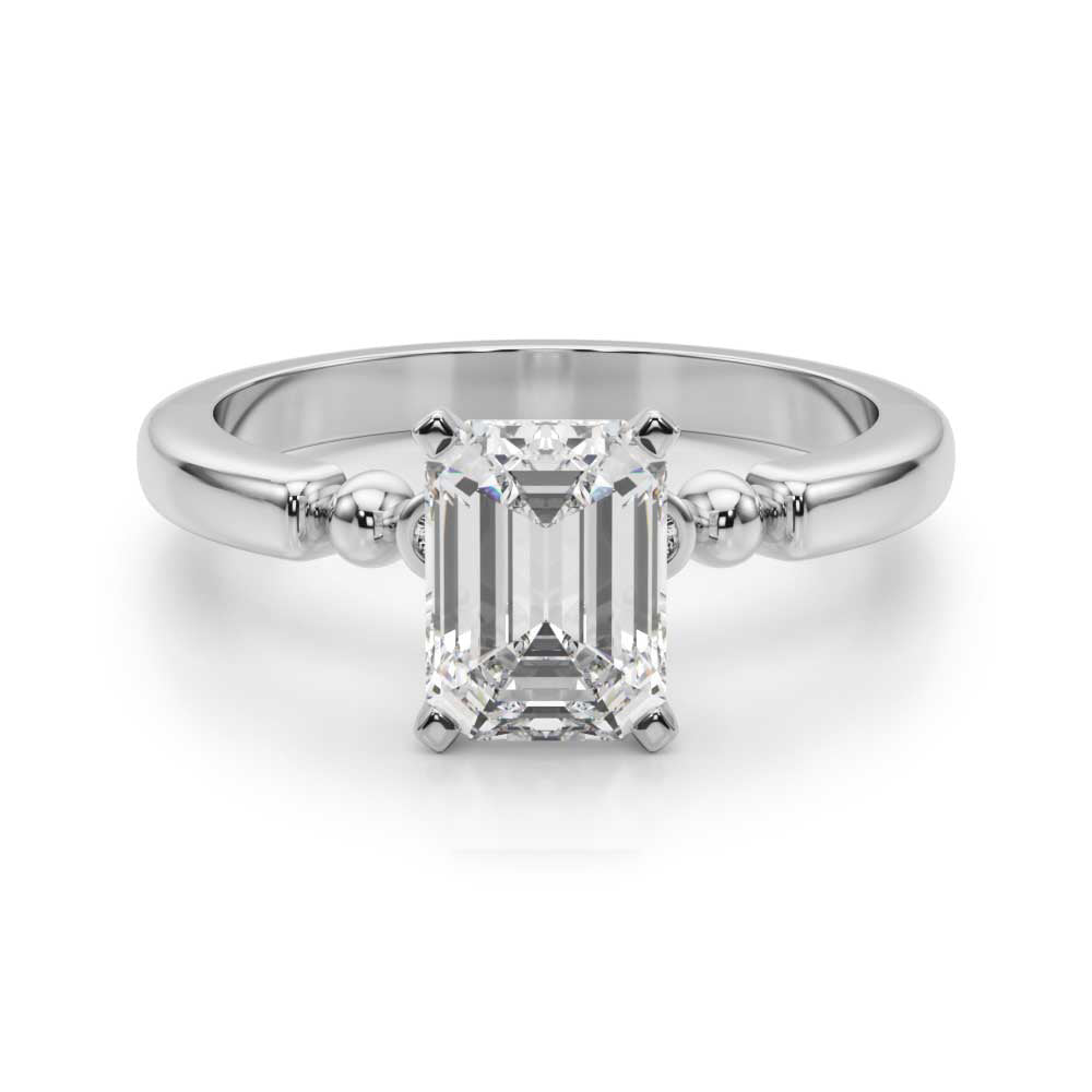 Elegant Beaded Bezel Set Engagement Ring Round Diamond Engagement Ring — 9K/18K Gold & Platinum