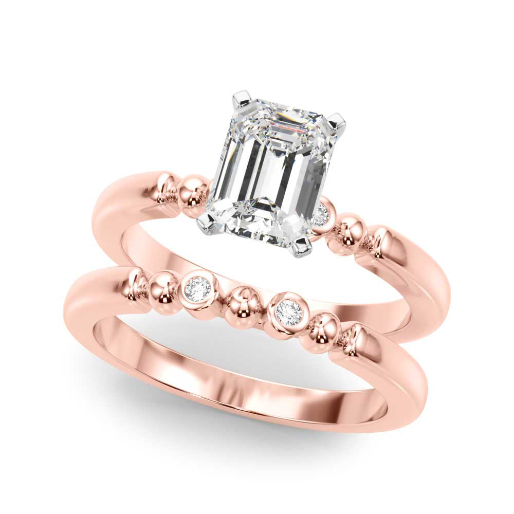 Elegant Beaded Bezel Set Engagement Ring Round Diamond Engagement Ring — 9K/18K Gold & Platinum
