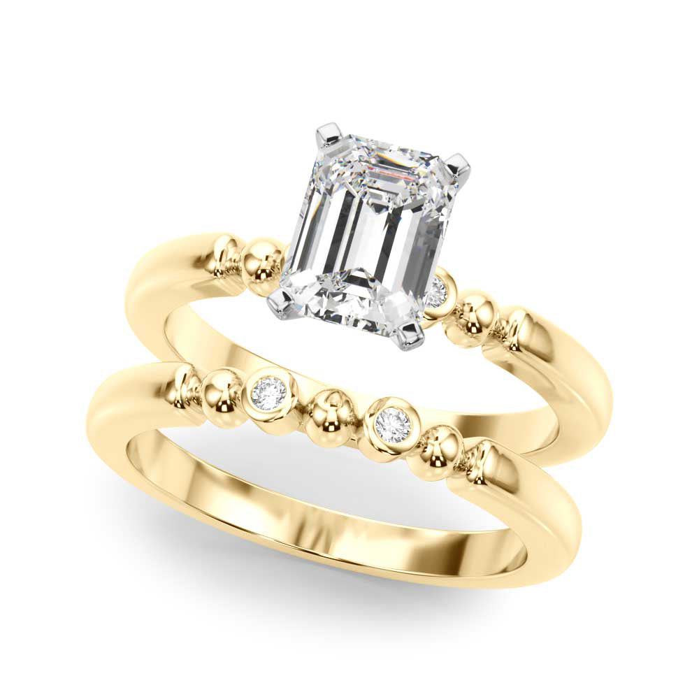 Elegant Beaded Bezel Set Engagement Ring Round Diamond Engagement Ring — 9K/18K Gold & Platinum