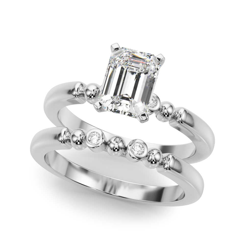 Elegant Beaded Bezel Set Engagement Ring Round Diamond Engagement Ring — 9K/18K Gold & Platinum