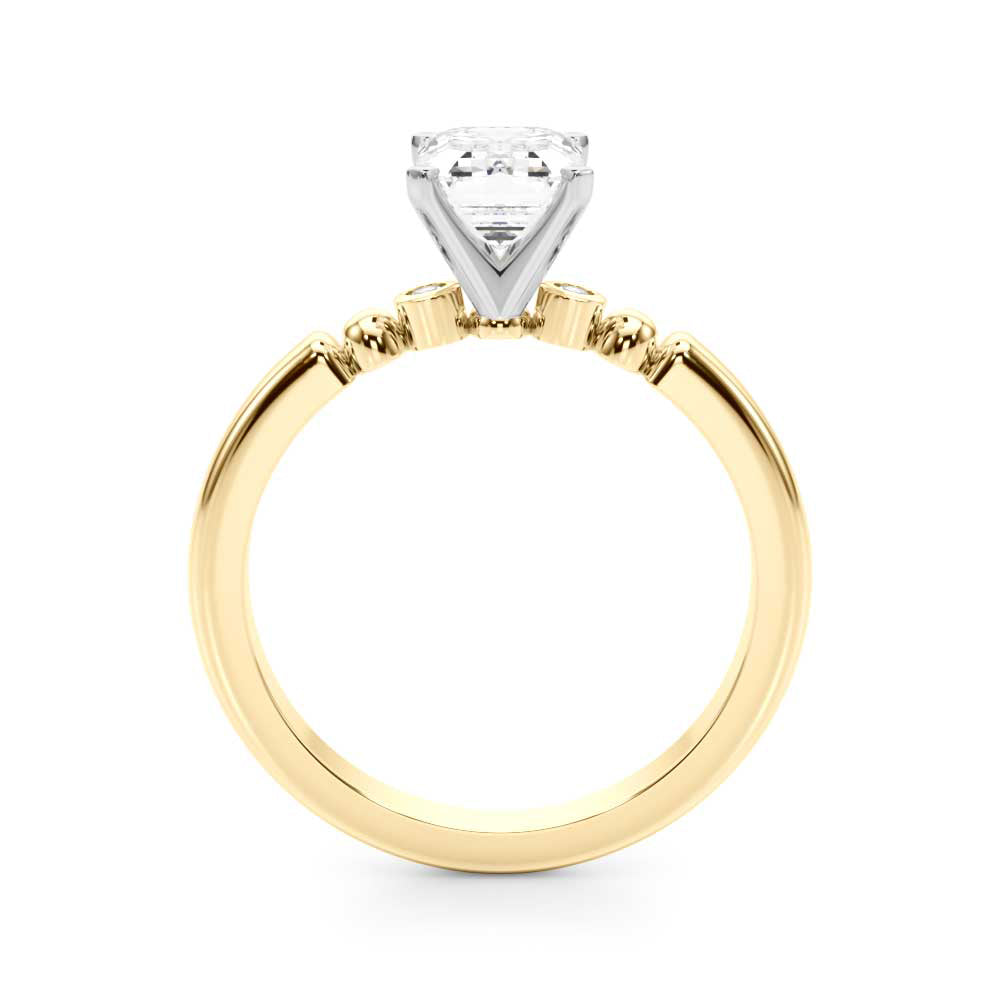 Elegant Beaded Bezel Set Engagement Ring Round Diamond Engagement Ring — 9K/18K Gold & Platinum