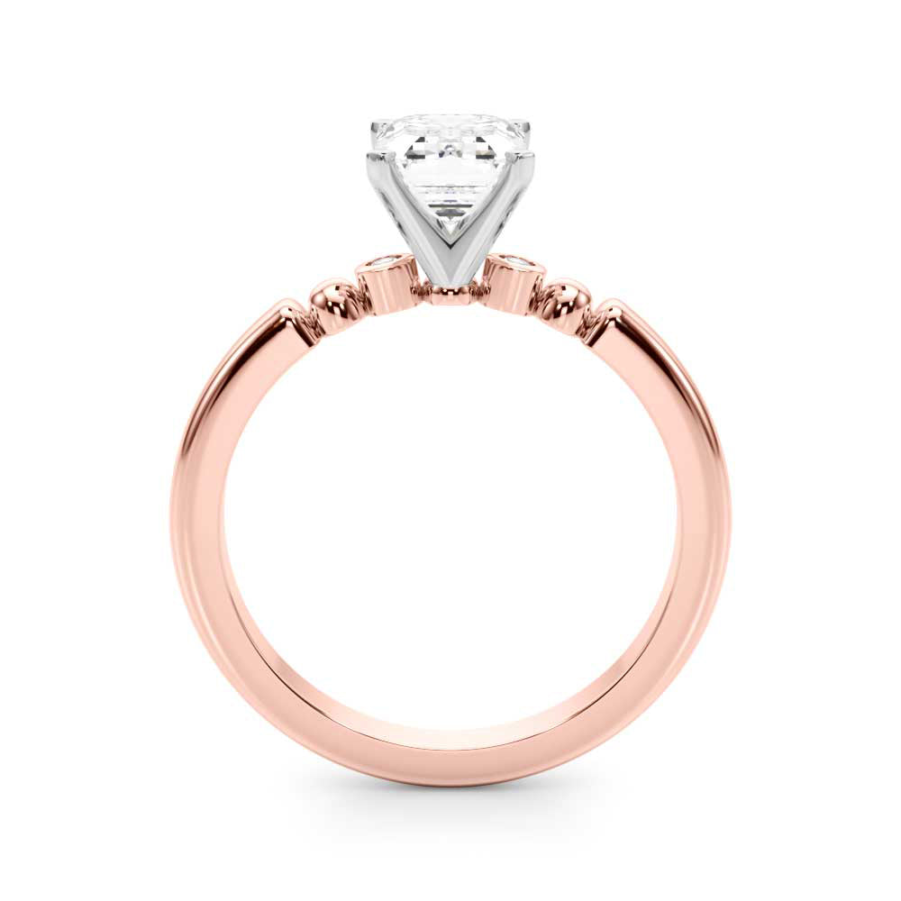 Elegant Beaded Bezel Set Engagement Ring Round Diamond Engagement Ring — 9K/18K Gold & Platinum