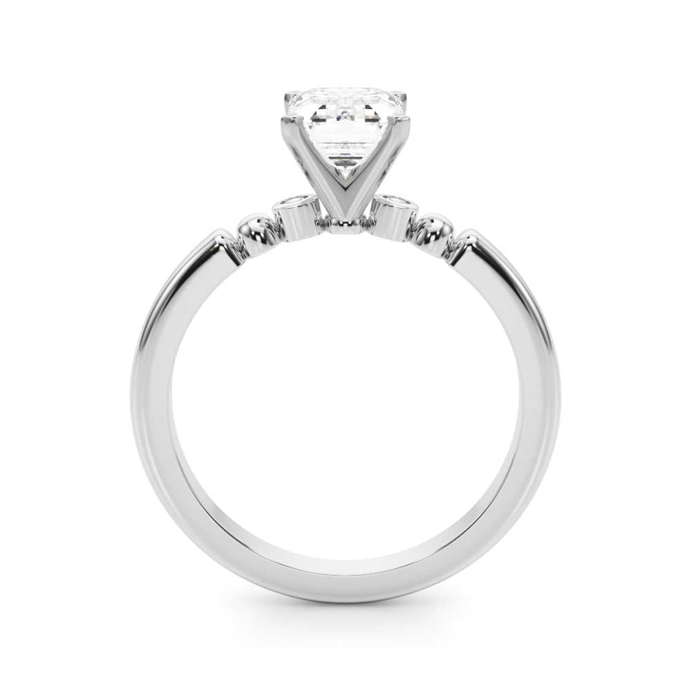 Elegant Beaded Bezel Set Engagement Ring Round Diamond Engagement Ring — 9K/18K Gold & Platinum
