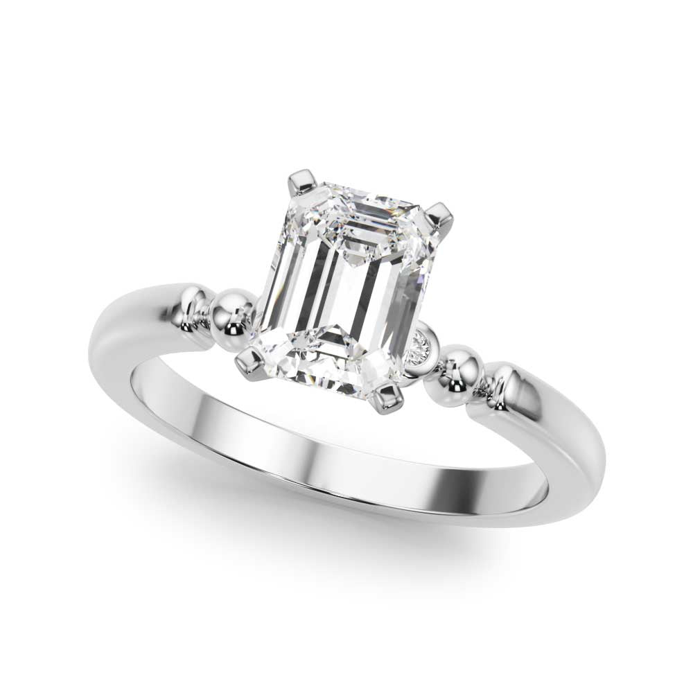 Elegant Beaded Bezel Set Engagement Ring Round Diamond Engagement Ring — 9K/18K Gold & Platinum