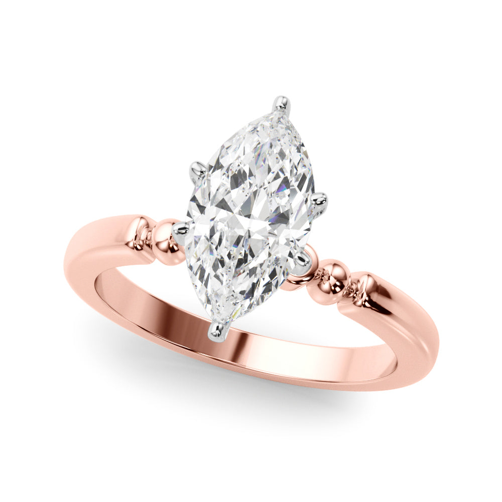 Elegant Beaded Bezel Set Engagement Ring Round Diamond Engagement Ring — 9K/18K Gold & Platinum