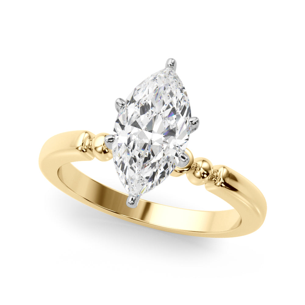Elegant Beaded Bezel Set Engagement Ring Round Diamond Engagement Ring — 9K/18K Gold & Platinum