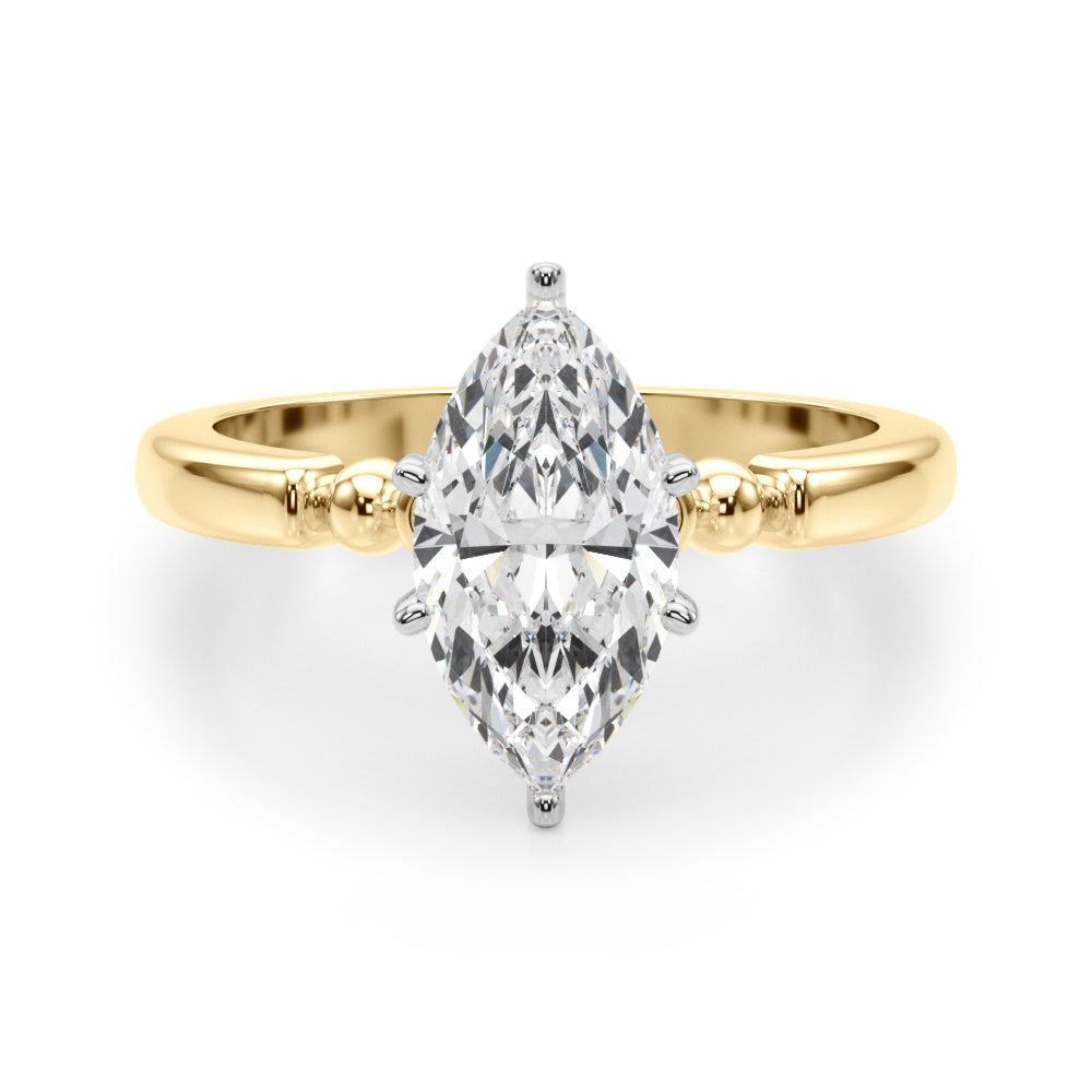 Elegant Beaded Bezel Set Engagement Ring Round Diamond Engagement Ring — 9K/18K Gold & Platinum