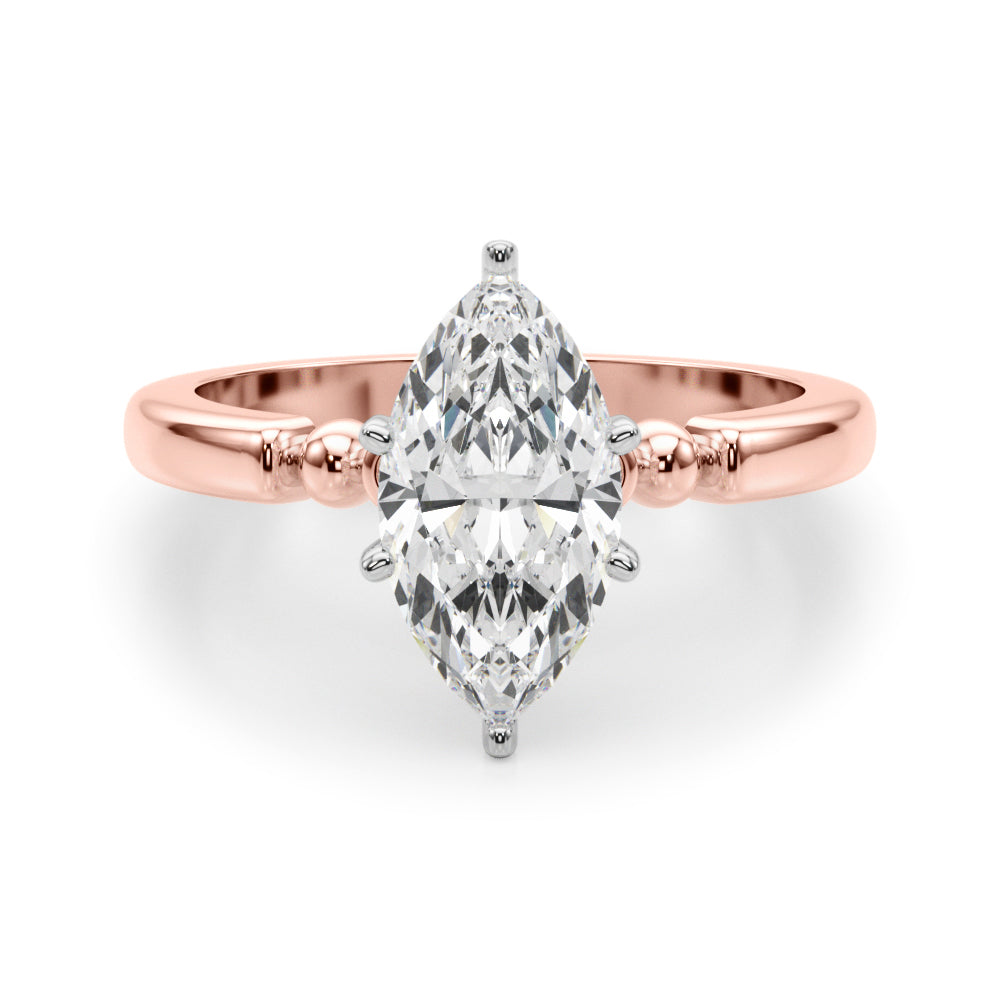 Elegant Beaded Bezel Set Engagement Ring Round Diamond Engagement Ring — 9K/18K Gold & Platinum