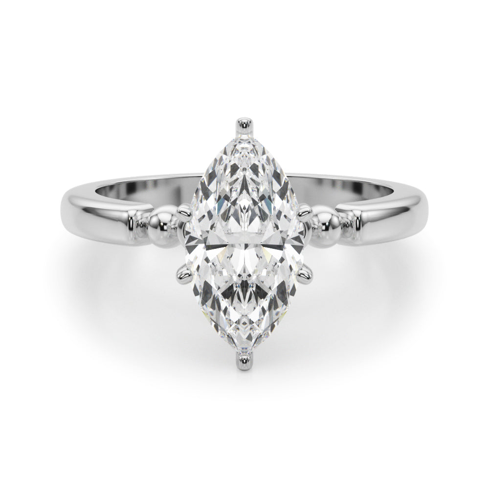 Elegant Beaded Bezel Set Engagement Ring Round Diamond Engagement Ring — 9K/18K Gold & Platinum