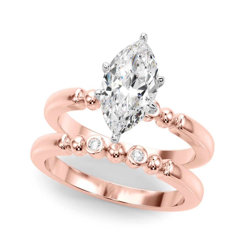 Elegant Beaded Bezel Set Engagement Ring Round Diamond Engagement Ring — 9K/18K Gold & Platinum
