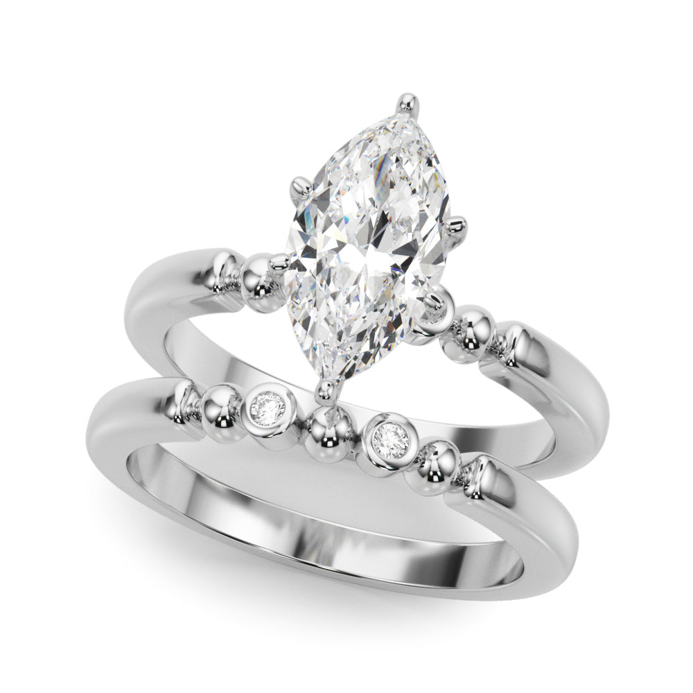 Elegant Beaded Bezel Set Engagement Ring Round Diamond Engagement Ring — 9K/18K Gold & Platinum