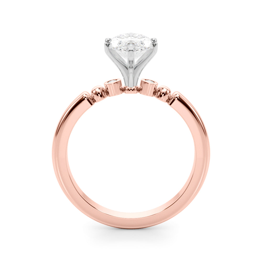 Elegant Beaded Bezel Set Engagement Ring Round Diamond Engagement Ring — 9K/18K Gold & Platinum